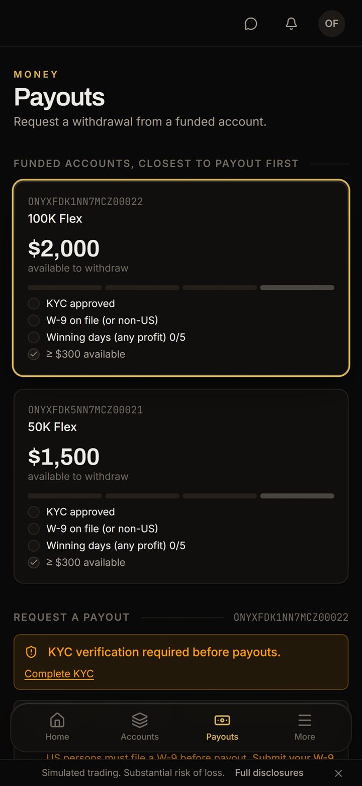 ONYX dashboard screen